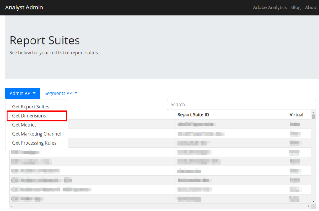 Adobe Admin Api Get Dimensions