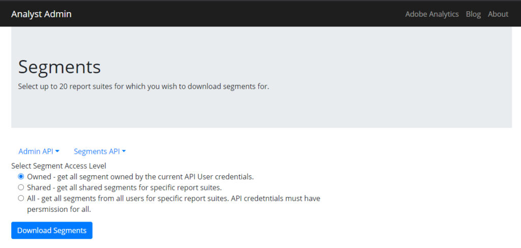 Adobe Admin Api Get Segments Type