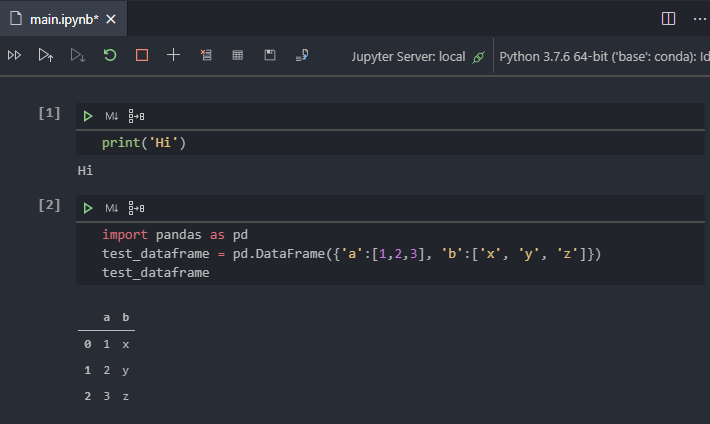 Anaconda Visual Studio Code Notebook Test Pandas Dataframe