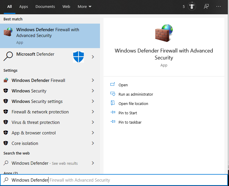 Windows Firewall Defender