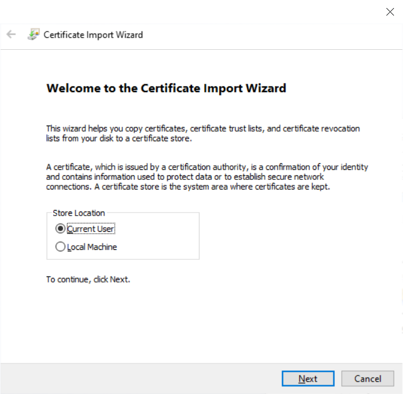 Charles Certificate Import Wizard