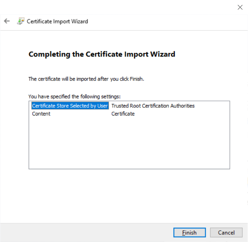 Charles Completing The Certificate Import Wizard