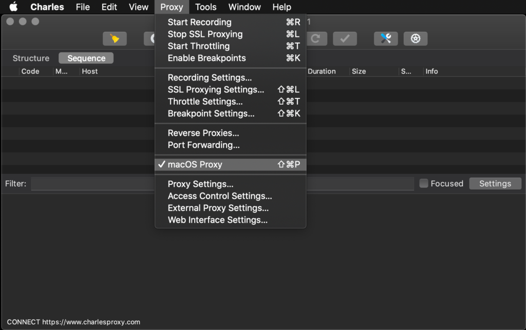 Charles Proxy Mac Proxy Menu