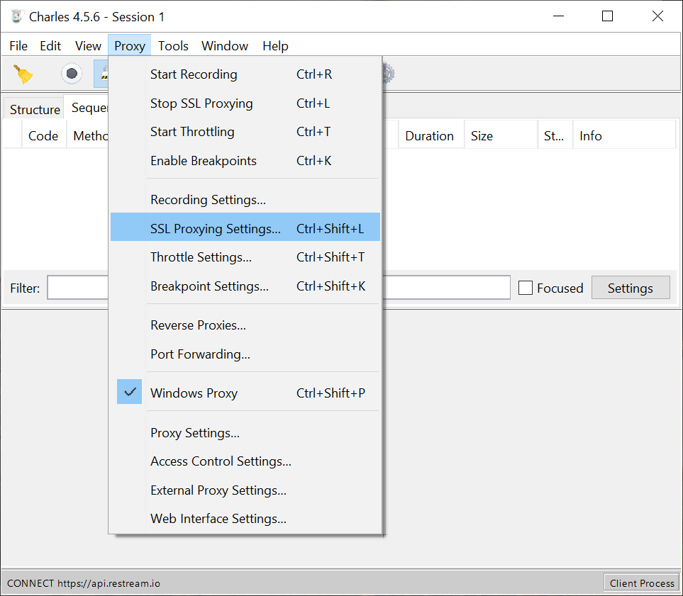 Charles Ssl Proxying Settings Menu