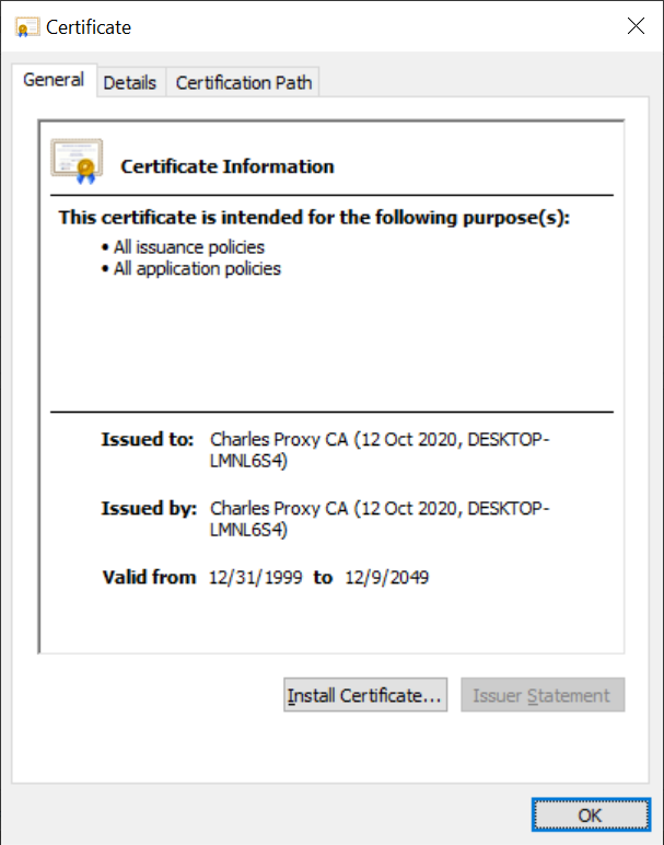 Charles Windows Certificate