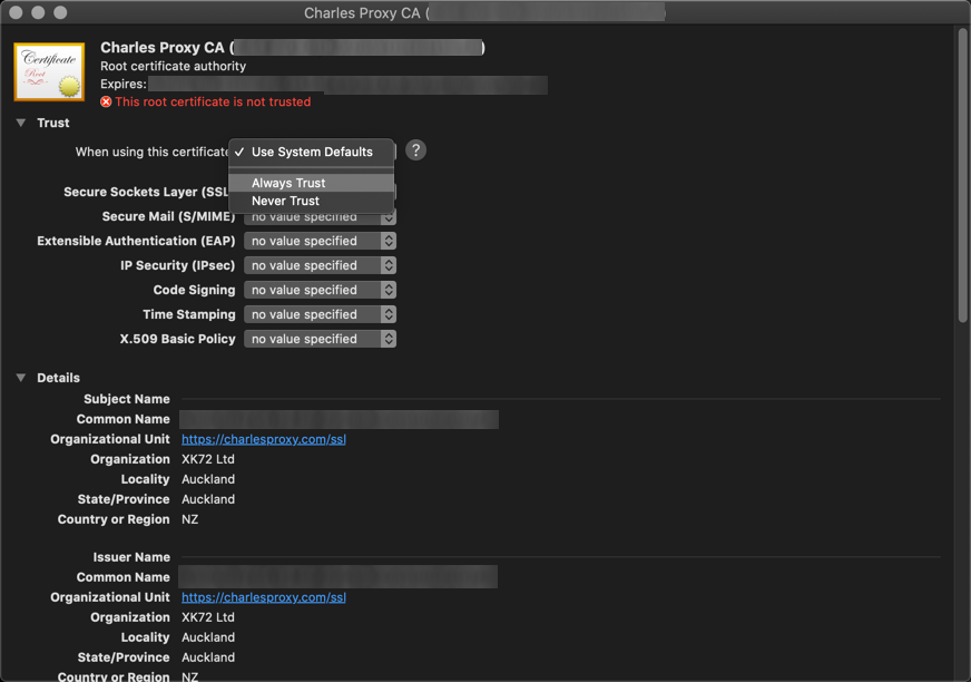 MacOS Apple Keychain Install Charles Root Certificate Part 4