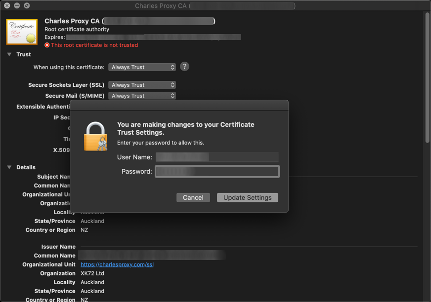 MacOS Apple Keychain Install Charles Root Certificate Part 7 Password